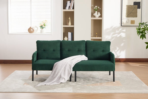 English Elm United We Win Corduroy Loveseat Plush Ergonomic Sofa with Spring Support Metal Legs Emerald W1568P410052