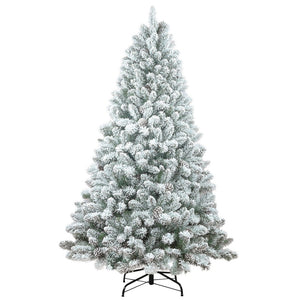 HomeRoots 6' Full Flocked Fir Christmas Tree - Elegant Snowy Design with Pinecones for Holiday Decor Magic 72 694989