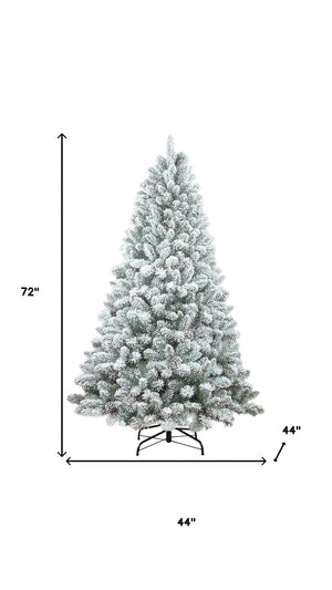 HomeRoots 6' Full Flocked Fir Christmas Tree - Elegant Snowy Design with Pinecones for Holiday Decor Magic 72 694989