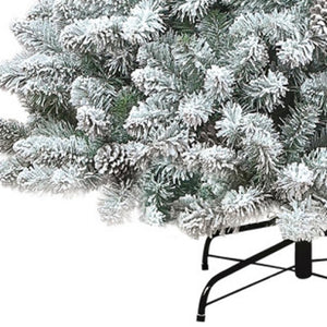 HomeRoots 6' Full Flocked Fir Christmas Tree - Elegant Snowy Design with Pinecones for Holiday Decor Magic 72 694989