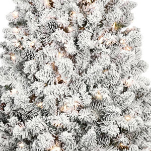 HomeRoots 4.5' White Pre-Lit Flocked Fir Christmas Tree – Lush, Elegant Holiday Centerpiece with LED Lights 60 694993