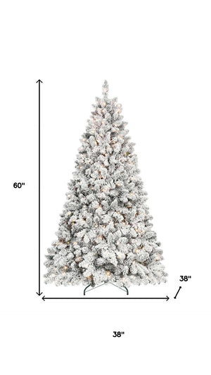 HomeRoots 4.5' White Pre-Lit Flocked Fir Christmas Tree – Lush, Elegant Holiday Centerpiece with LED Lights 60 694993