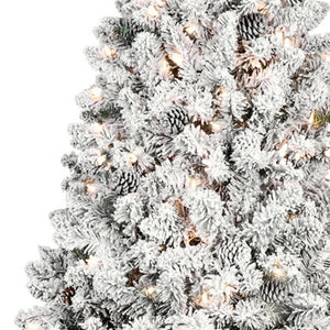 HomeRoots 4.5' White Pre-Lit Flocked Fir Christmas Tree – Lush, Elegant Holiday Centerpiece with LED Lights 72 694994