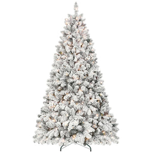 HomeRoots 4.5' White Pre-Lit Flocked Fir Christmas Tree – Lush, Elegant Holiday Centerpiece with LED Lights 84 694995