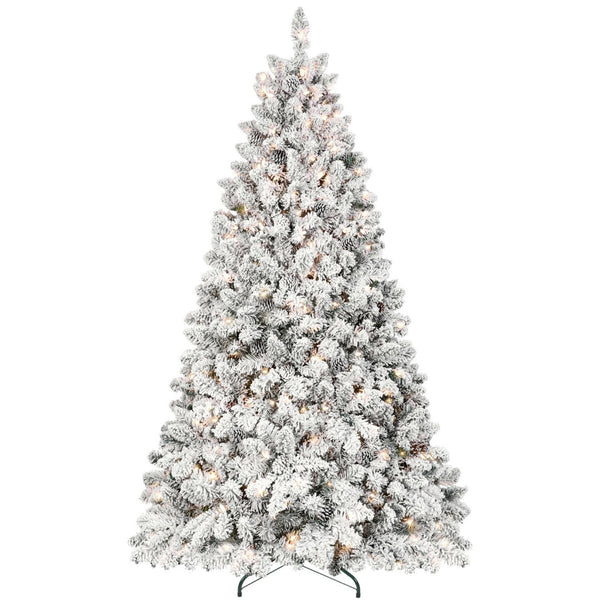HomeRoots 4.5' White Pre-Lit Flocked Fir Christmas Tree – Lush, Elegant Holiday Centerpiece with LED Lights 84 694995