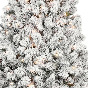 HomeRoots 4.5' White Pre-Lit Flocked Fir Christmas Tree – Lush, Elegant Holiday Centerpiece with LED Lights 90 694996