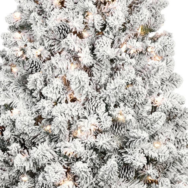 HomeRoots 4.5' White Pre-Lit Flocked Fir Christmas Tree – Lush, Elegant Holiday Centerpiece with LED Lights 90 694996