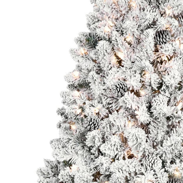 HomeRoots 4.5' White Pre-Lit Flocked Fir Christmas Tree – Lush, Elegant Holiday Centerpiece with LED Lights 108 694997