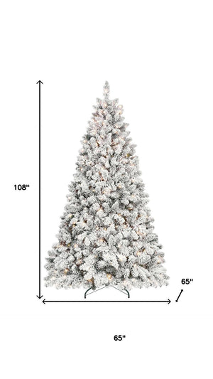 HomeRoots 4.5' White Pre-Lit Flocked Fir Christmas Tree – Lush, Elegant Holiday Centerpiece with LED Lights 108 694997