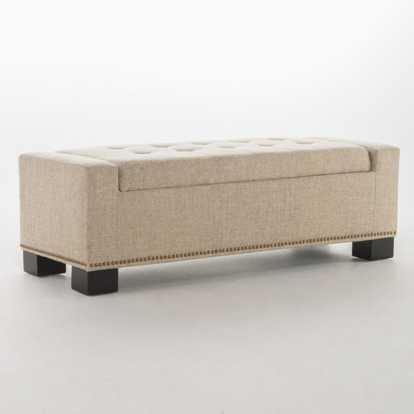 English Elm Chelsea Tufted Polyester Storage Ottoman with Stud Trim and Hinged Lid for Living Rooms 54574.00F