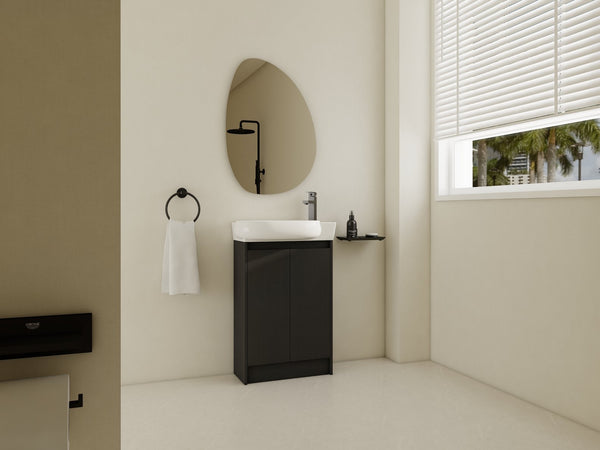 English Elm 23" Freestanding Bathroom Vanity with Ceramic Vessel Sink, Soft-Close Doors, Adjustable Shelf Storage Black Chestnut W999P206107
