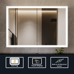 English Elm Aurorium Led Lighted Vanity Mirror with Defogger Touchscreen 48 Inch Bathroom Wall B2731P478350