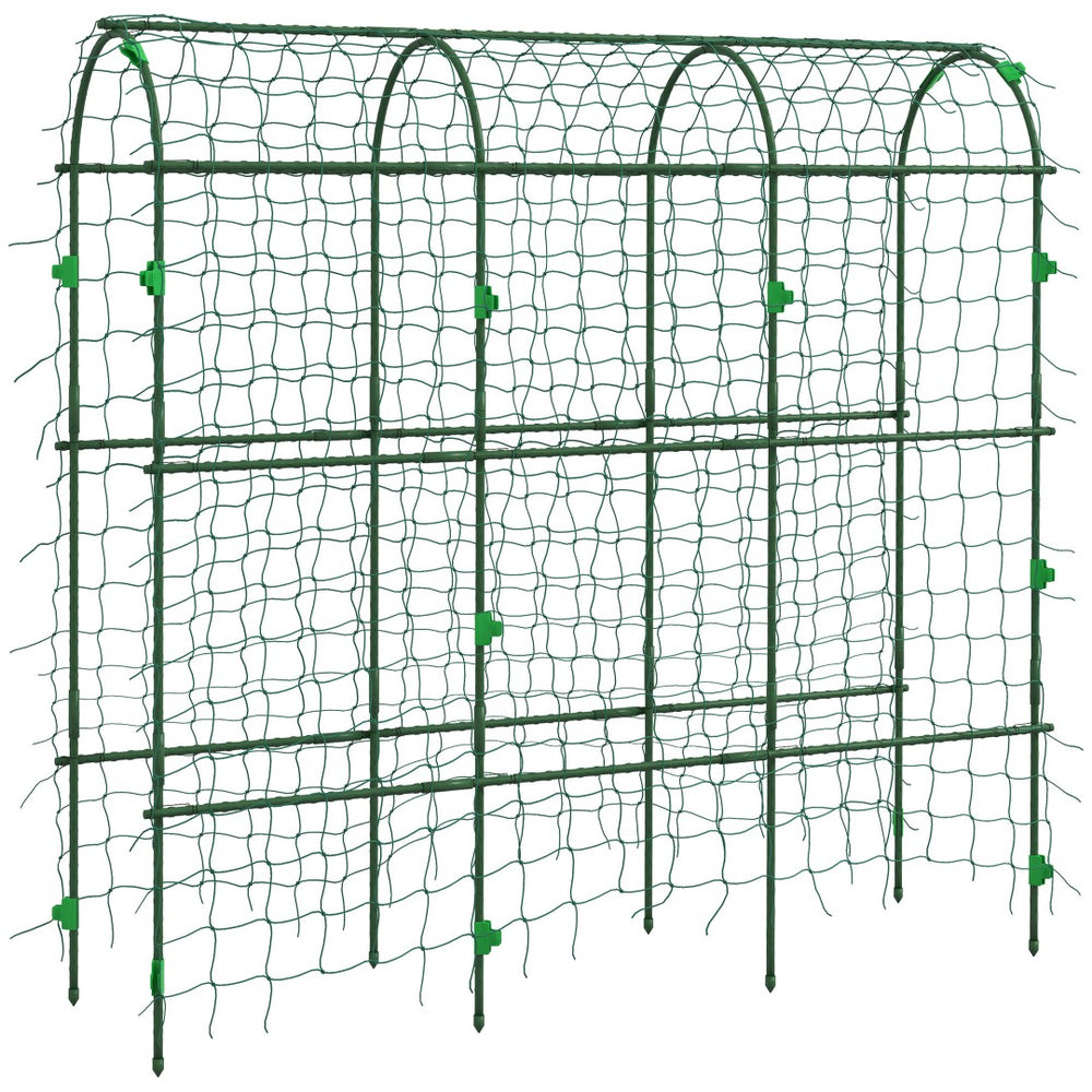 English Elm Outsunny 6 Foot Arch Garden Trellis with Steel Frame and Net for Climbing Vegetables W2225P174510
