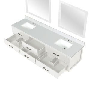 English Elm White Double Bath Vanity Set With Cultured Marble Top & 36" Mirrors - Elegant Storage Solution B2731S01588-GIGA