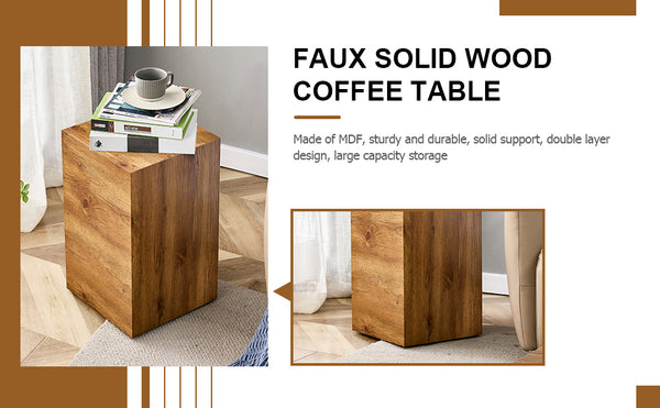 English Elm Elevate Modern Wood-Textured MDF Side Table, 11.8"x11.8"x19.6", No-Assembly, Versatile Accent Table W1151P242266