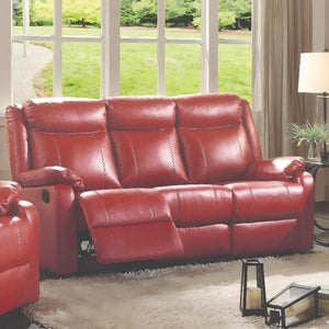 English Elm Stylish Pearl Reclining Love Seat with Padded Arms, Durable PU Upholstery, Sleek Movie-Night Comfort Red 26 L x 76 W x 30 H B078108429