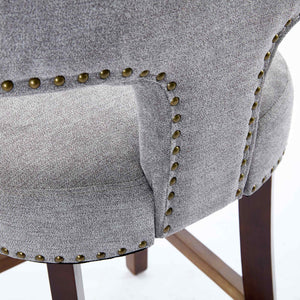 English Elm Mid Curved Backrest Bar Stools Set of 2 with Copper Nail Trim, High-Density Foam & Walnut Legs Gray W1143P296348