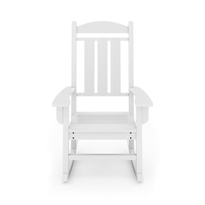 English Elm Beige Hdpe Poly Lumber Porch Rocking Chair with High Back for Outdoor Patio Use White B195P198772