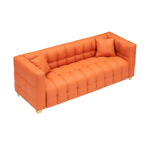 English Elm 80 Modern 3-Seat Sofa with Waterproof Polyester Blend, Solid Wood Frame, Silver Metal Legs, 500lb Capacity Orange W3356P341722