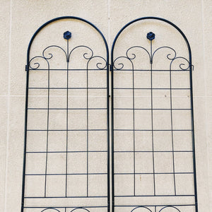 English Elm 4 Pack Tall Galvanized Steel Garden Trellises Powder Coated Black for Climbing Vines W158681065