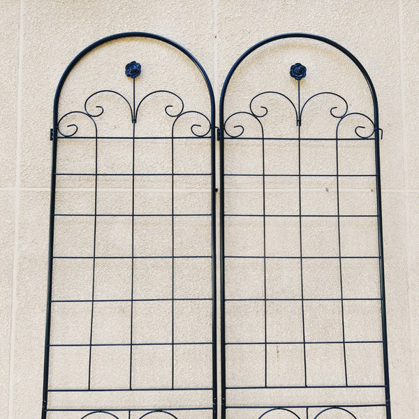 English Elm 4 Pack Tall Galvanized Steel Garden Trellises Powder Coated Black for Climbing Vines W158681065