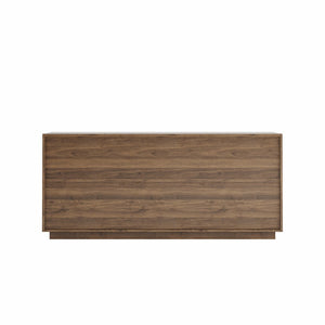 English Elm Buffet Sideboard with 3d Ripple Door Texture Walnut Finish Wide Living Room Storage W2263P467025