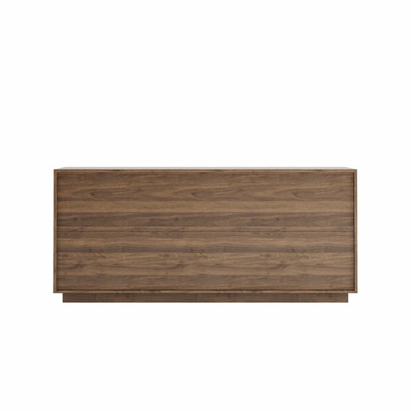 English Elm Buffet Sideboard with 3d Ripple Door Texture Walnut Finish Wide Living Room Storage W2263P467025