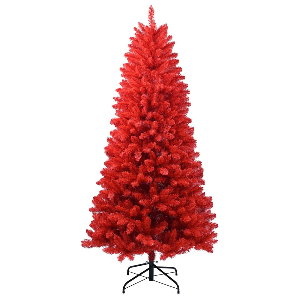 HomeRoots 7' Red Full Fir Christmas Tree - Stunning Holiday Centerpiece with Vibrant Needles & Easy Assembly 84 695005