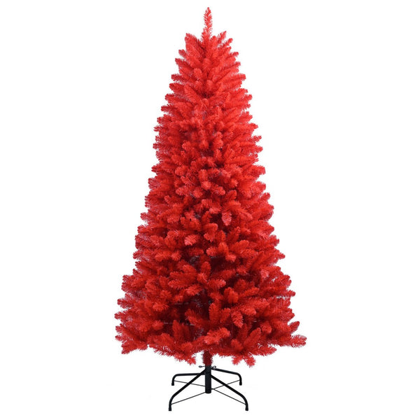 HomeRoots 7' Red Full Fir Christmas Tree - Stunning Holiday Centerpiece with Vibrant Needles & Easy Assembly 84 695005