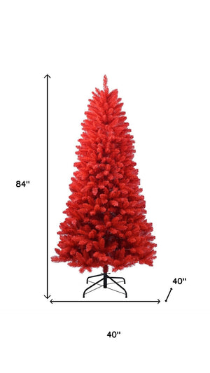 HomeRoots 7' Red Full Fir Christmas Tree - Stunning Holiday Centerpiece with Vibrant Needles & Easy Assembly 84 695005