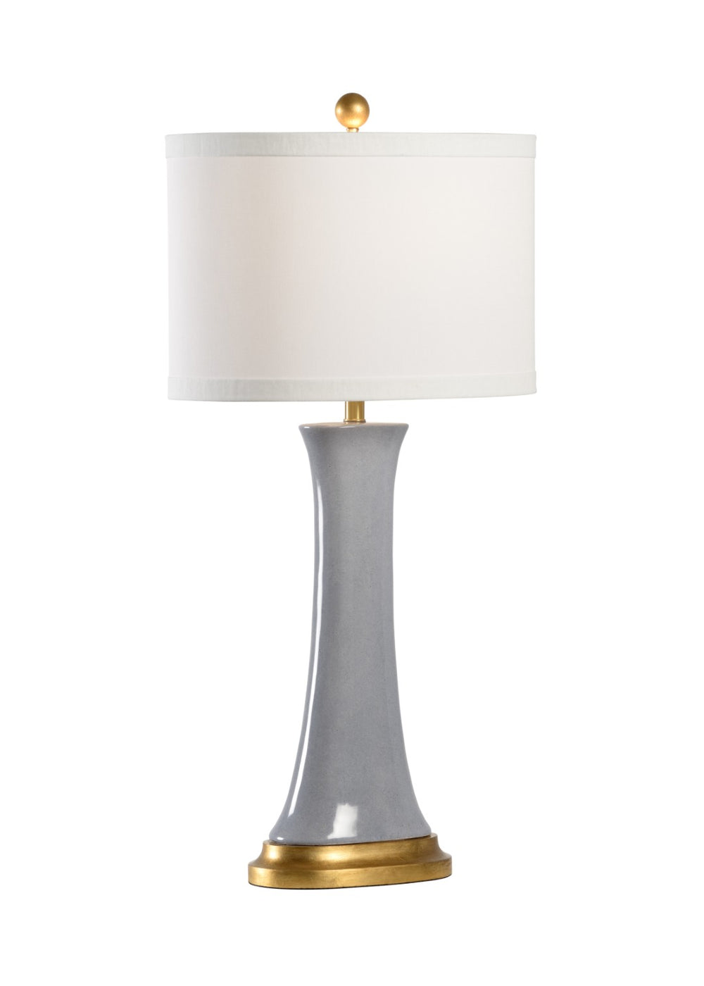 Chelsea House Hopper Mottled Gray Glazed Ceramic Lamp With Antique Gold-Leaf Wood Base & Brass Hardware, 33.5" H 69502