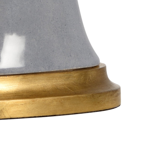 Chelsea House Hopper Mottled Gray Glazed Ceramic Lamp With Antique Gold-Leaf Wood Base & Brass Hardware, 33.5" H 69502