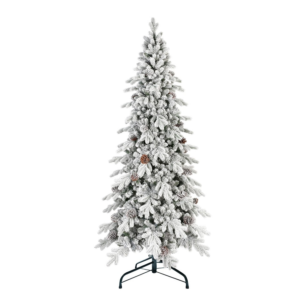 HomeRoots 7.5' Full Flocked Fir Christmas Tree - Lush, Realistic Snowy Design for Festive Holiday Decor 90 695050