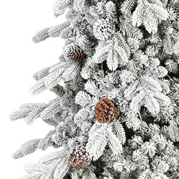 HomeRoots 7.5' Full Flocked Fir Christmas Tree - Lush, Realistic Snowy Design for Festive Holiday Decor 90 695050