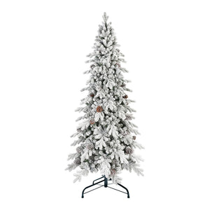 HomeRoots 7.5' Full Flocked Fir Christmas Tree - Lush, Realistic Snowy Design for Festive Holiday Decor 96 695051