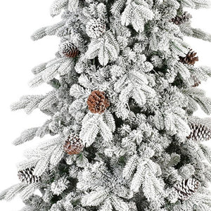 HomeRoots 7.5' Full Flocked Fir Christmas Tree - Lush, Realistic Snowy Design for Festive Holiday Decor 96 695051