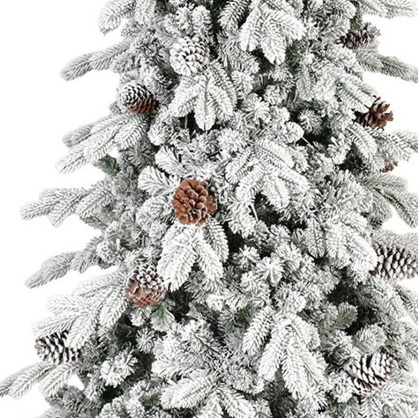 HomeRoots 7.5' Full Flocked Fir Christmas Tree - Lush, Realistic Snowy Design for Festive Holiday Decor 96 695051