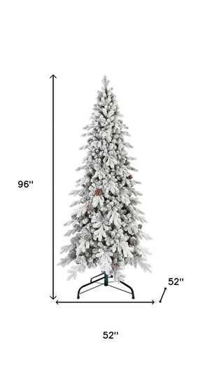 HomeRoots 7.5' Full Flocked Fir Christmas Tree - Lush, Realistic Snowy Design for Festive Holiday Decor 96 695051