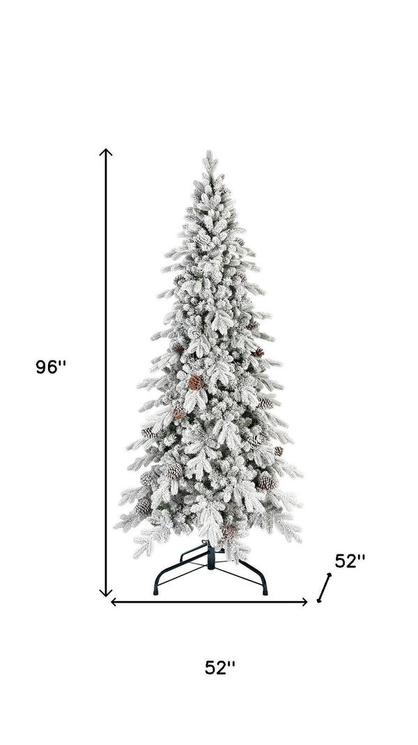 HomeRoots 7.5' Full Flocked Fir Christmas Tree - Lush, Realistic Snowy Design for Festive Holiday Decor 96 695051