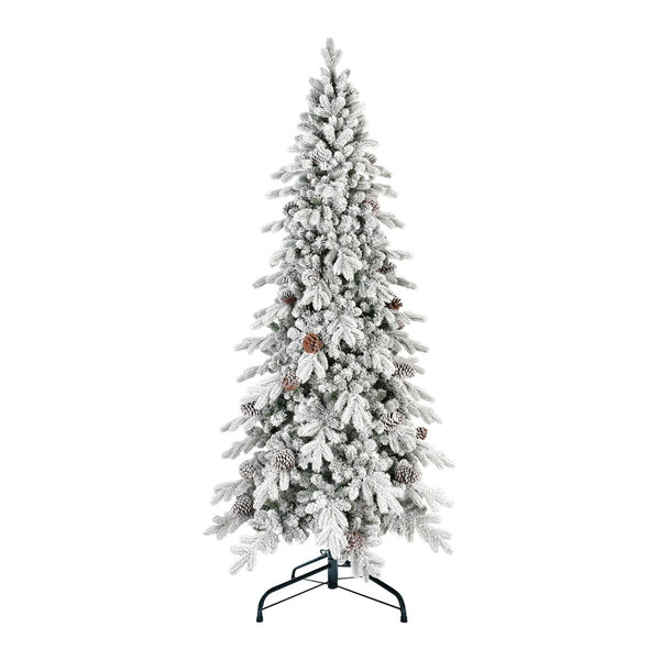 HomeRoots 7.5' Full Flocked Fir Christmas Tree - Lush, Realistic Snowy Design for Festive Holiday Decor 108 695052