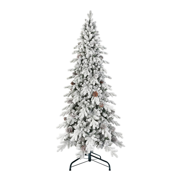 HomeRoots 7.5' Full Flocked Fir Christmas Tree - Lush, Realistic Snowy Design for Festive Holiday Decor 108 695052