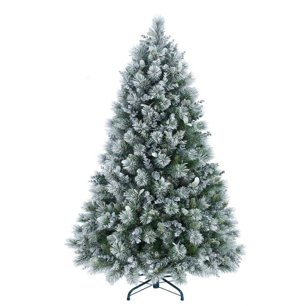HomeRoots 4' Full Flocked Fir Christmas Tree - Lifelike Snowy Design for Easy Holiday Decor in Any Space 695069