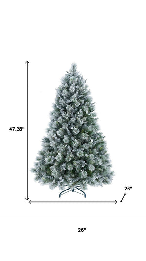 HomeRoots 4' Full Flocked Fir Christmas Tree - Lifelike Snowy Design for Easy Holiday Decor in Any Space 695069