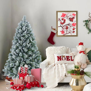 HomeRoots 4' Full Flocked Fir Christmas Tree - Lifelike Snowy Design for Easy Holiday Decor in Any Space 695069