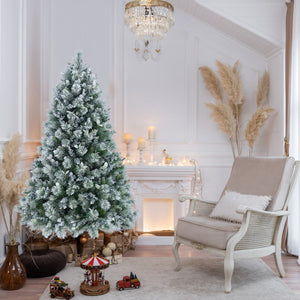 HomeRoots 4' Full Flocked Fir Christmas Tree - Lifelike Snowy Design for Easy Holiday Decor in Any Space 695069