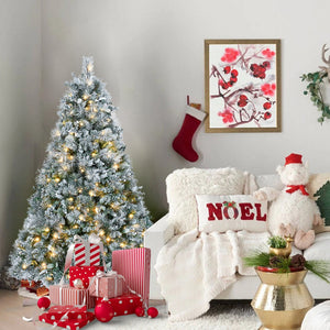 HomeRoots 4' Pre-Lit Flocked Fir Christmas Tree - Lifelike, Compact Design with 150 LED Lights for Any Space 695070
