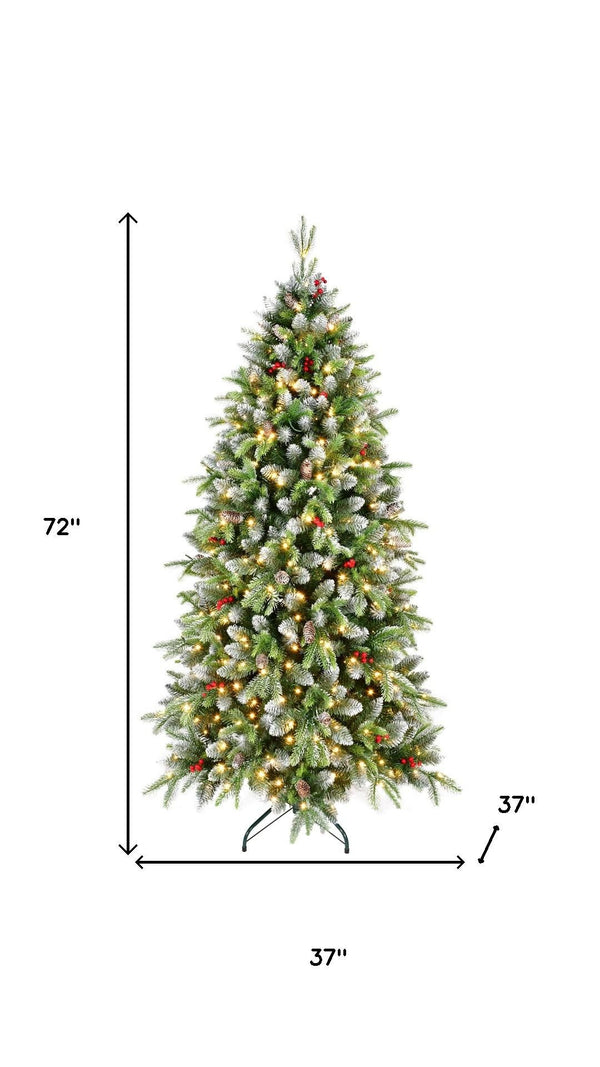 HomeRoots 6' Full Fir Christmas Tree - Lifelike, Easy Setup with Built-in Lights & Durable Design for Festive Cheer! 695072