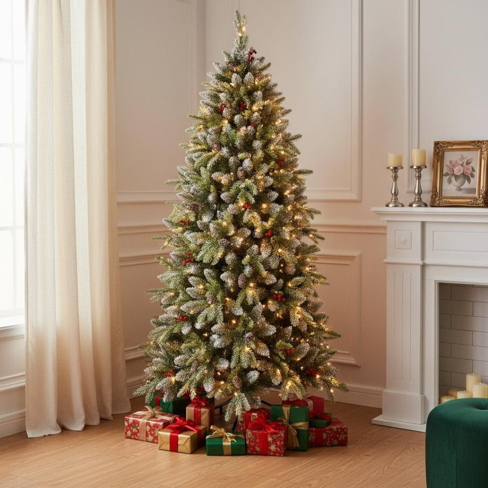 HomeRoots 6' Full Fir Christmas Tree - Lifelike, Easy Setup with Built-in Lights & Durable Design for Festive Cheer! 695072