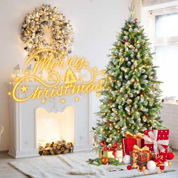 HomeRoots 6' Full Fir Christmas Tree - Lifelike, Easy Setup with Built-in Lights & Durable Design for Festive Cheer! 695072