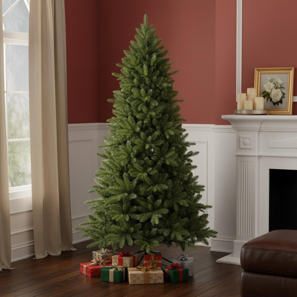 HomeRoots 6' Full Fir Christmas Tree - Lush, Easy-Setup Holiday Centerpiece with 1,168 Branch Tips for All Spaces 695075